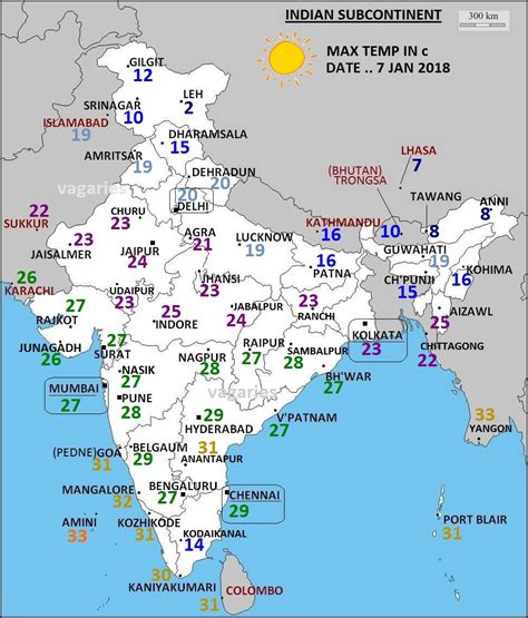 maximum and minimum temperature of indian cities today